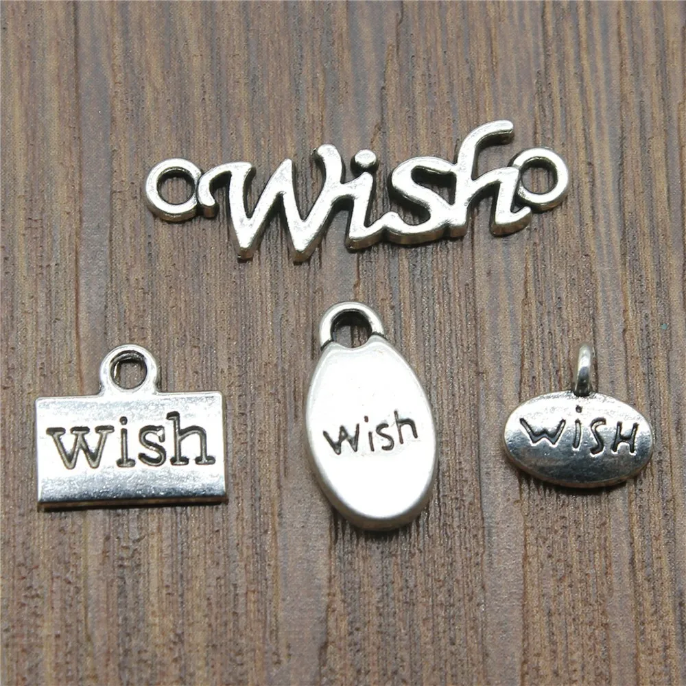 

20pcs/lot Charms Wish Antique Silver Color Wish Charms Tag Jewelry Findings Diy Wish Plate Charms Wholesale