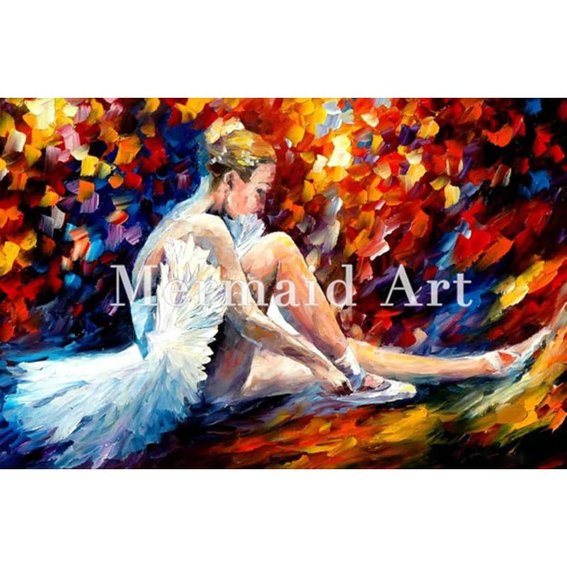 

Hand Painted Oil Painting Young Ballerina On Canvas For Abstract Thick Palette Knife Painting Living Room Fine Wall Decoration