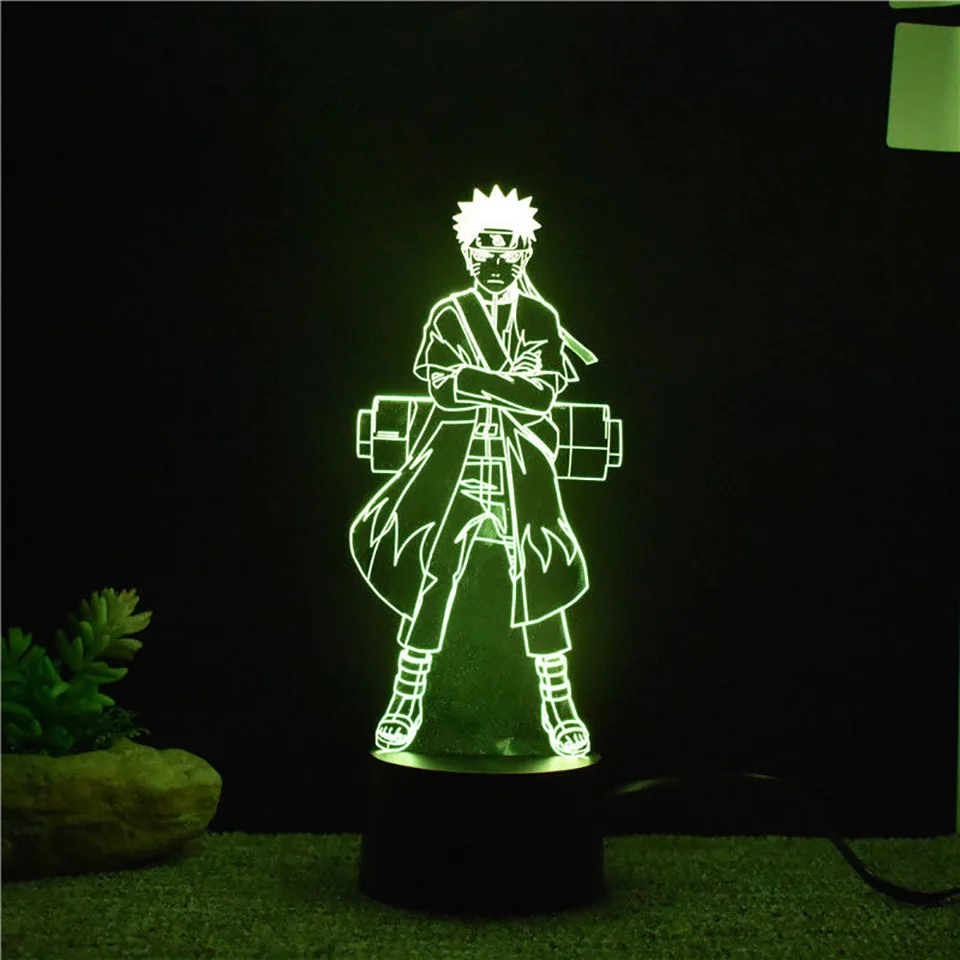 7 colores que cambian 3D visual Naruto modelado LED anime Luces de noche niños botón táctil USB lampara Mesa Decoración para el hogar Iluminación
