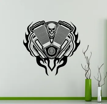

New arrival Burning Motor Wall Sticker Auto Machine Vinyl Sticker Home Interior Garage Decor Removable Decor Wall Art Decals