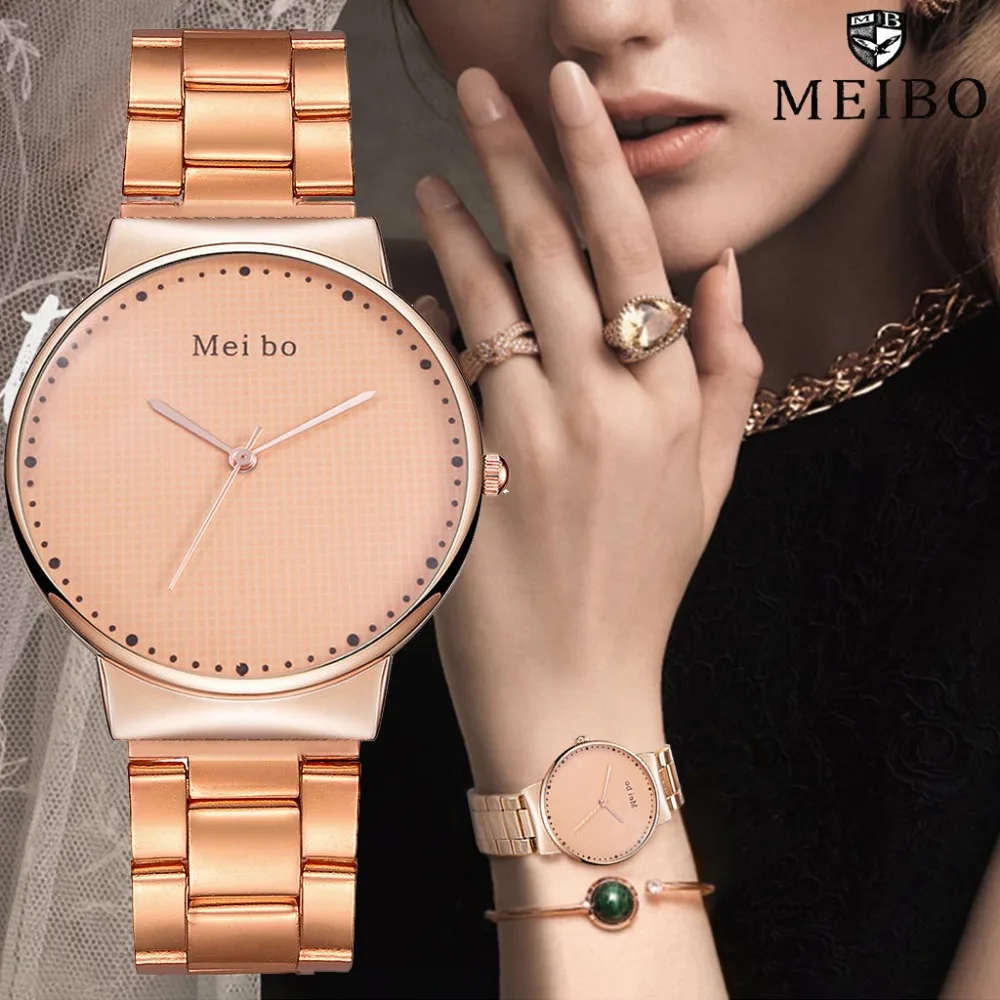 

Luxury Women Watches Featured Dial Ladies Fashion Quartz Wristwatch Rose Gorld Alloy Strap Clock Casual Dress Reloj Mujer @50