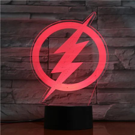 Dc Justice League вспышка с логотипом, USB светодиодный 3d-ночник мультфильм супергерой Мальчики День рождения детей Подарки настольная лампа прикроватная