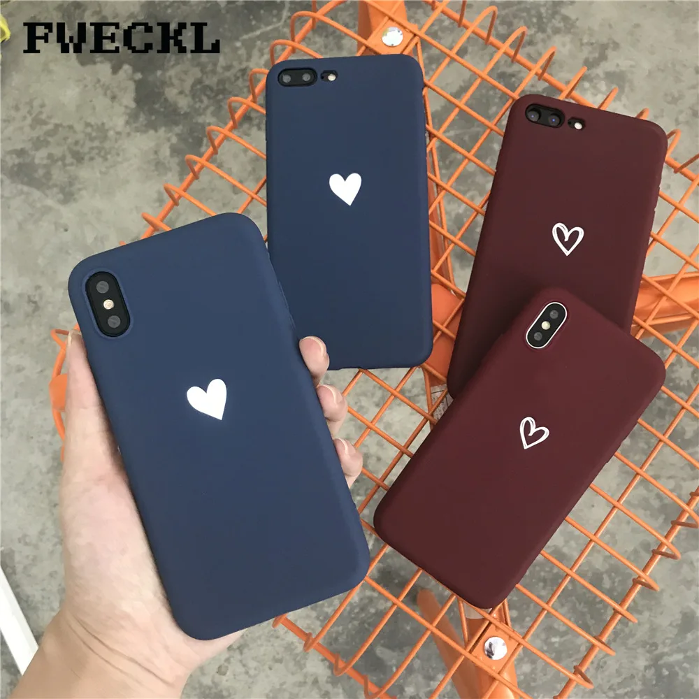 

Cute Cartoon Little Love Heart Matte Soft TPU Silicon Phone Case For iPhone 6 6S Plus 7 8 Plus Cover For iPhone X XS MAX XR Capa