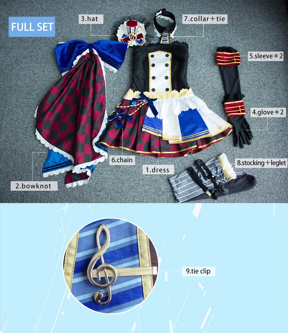 Eli Ayase Cosplay Love Live! School Idol Project Awakening Maid Uwowo Costume With Hat and Accessories (3)