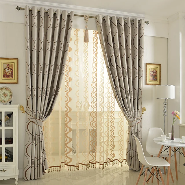 Blinds jacquard fabric curtain for livingroom Blue