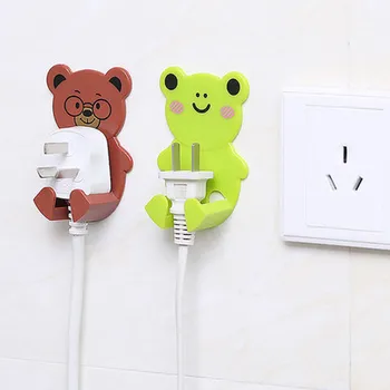 

2pcs! Cute Plastic Power Wall Adhesive Plug Socket Jack Hook Rack Holder Hanger Home Decor Organizer kitchen bedroom accessories