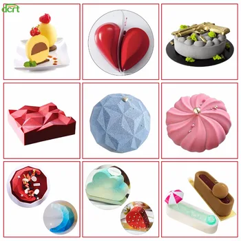 

DCRT Art Cake 3D Silicone Mould Cake Mold Baking Tools For Chocolate Brownie Mousse Heart Round Cake Decorating Tool Bakeware