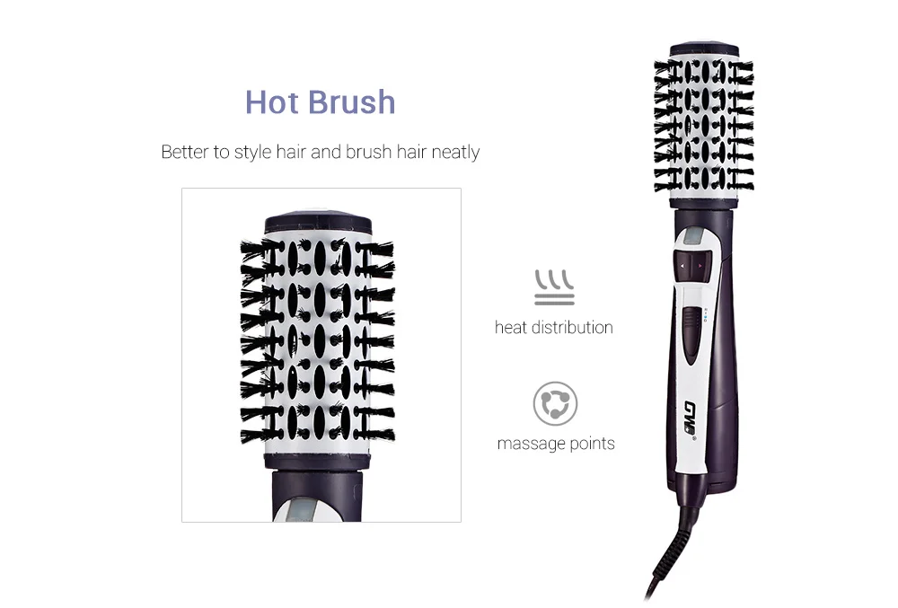 GW - 6508 Hair Styling Tool Dryer Curler Electric 2 in 1 Rotating Hot Brush GW - 6508 Hair Styling Tool Dryer Curler Electric 2 in 1 Rotating Hot Brush