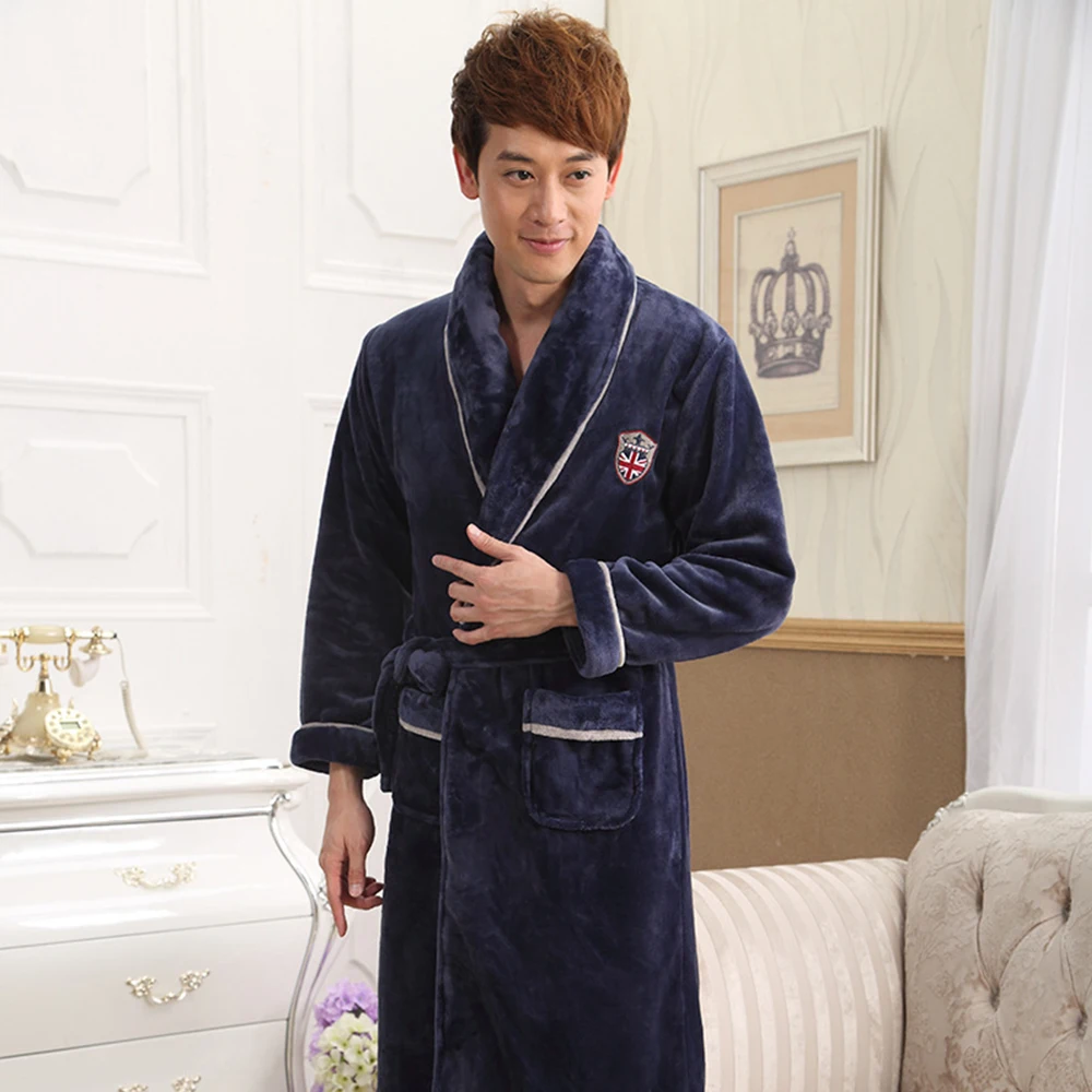Lovers Dress for Men and Women Warm Super Soft Flannel Coral Fleece Long Bath Robe Mens Kimono Bathrobe Male Dressing Gown Robes Lovers Dress for Men and Women Warm Super Soft Flannel Coral Fleece Long Bath Robe Mens Kimono Bathrobe Male Dressing Gown Robes