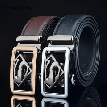 

KWD Designer Belts for Men's 2019 Luxury Superman Automatic Buckle Famous Brand Belt Genuine Leather Kemer for Jeans Riem Cinto