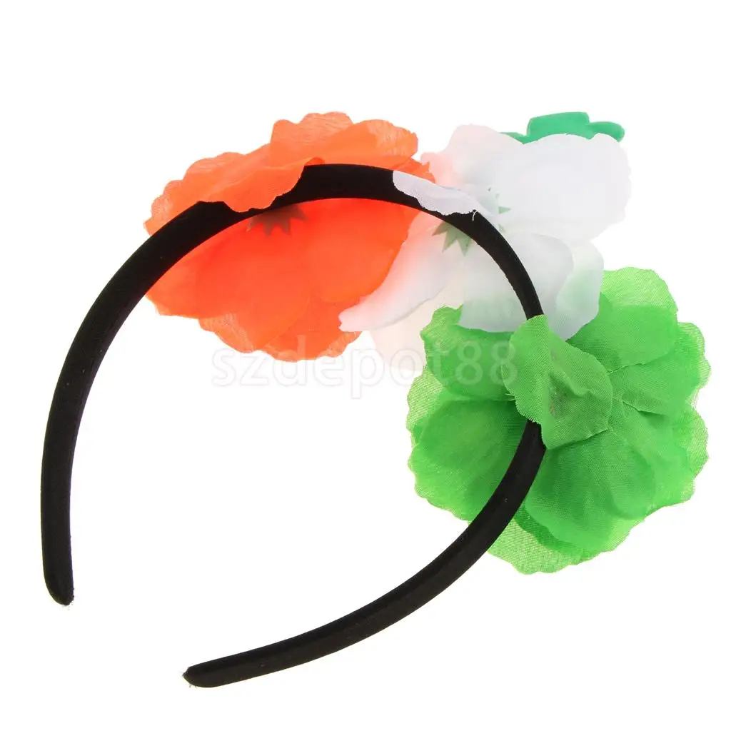 Green Shamrock Leaf Flowers Headband Saint Patrick Day Party Parade Dress Up