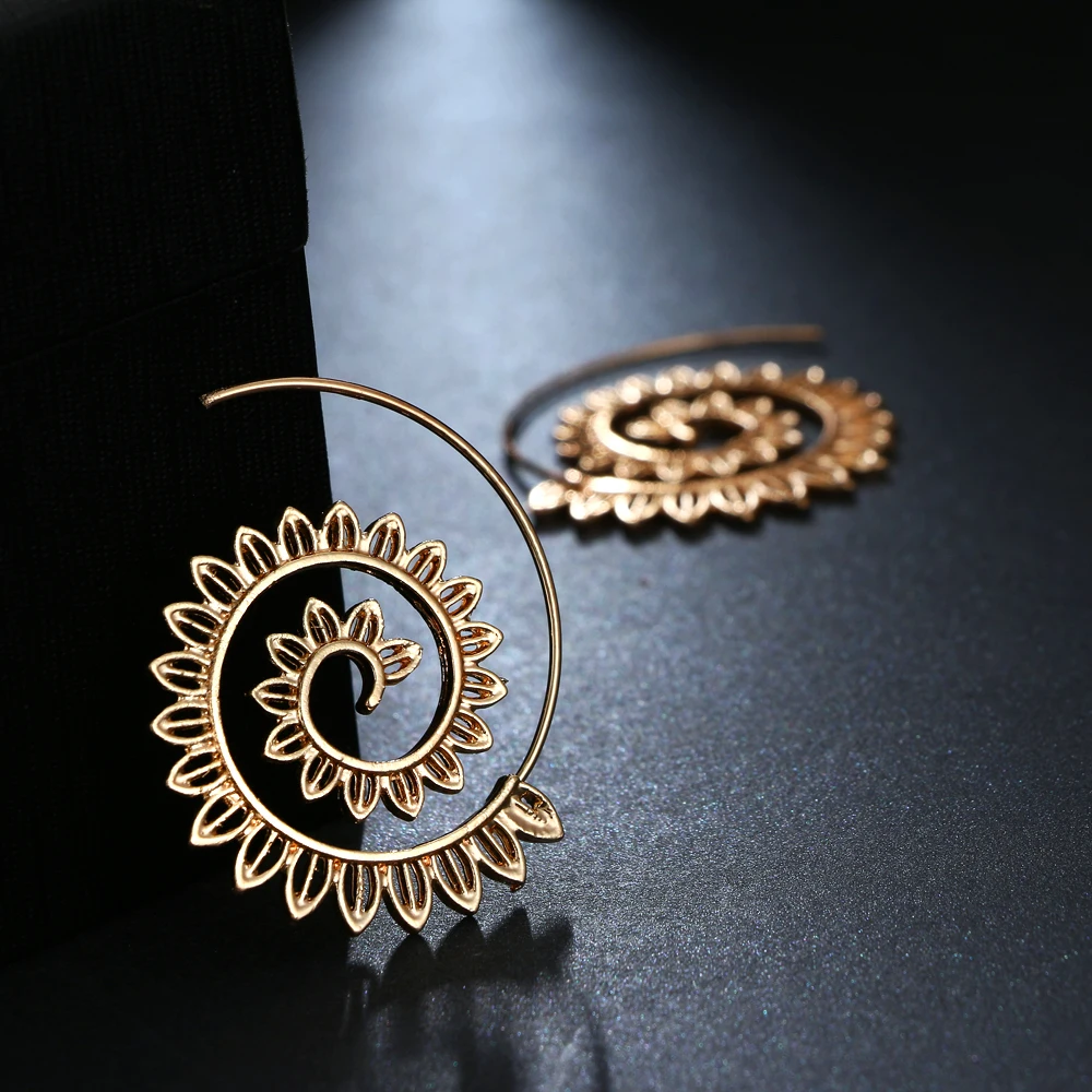 

17IF Brincos Swirl Geometric Hoop Earring for Women Earrings Fashion Steampunk Style Party Jewelry Accessories Ethnic Jewelry