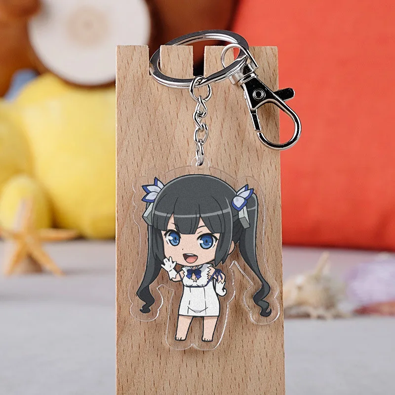 

Anime Danjon Ni Deai O Motomeru No Wa Machigatte Irudaro Acrylic Keychain Cartoon Figure Model Key Ring