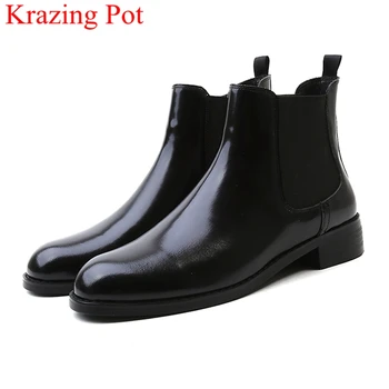 

2018 superstar large size genuine leather med heels ankle boots runway classics women Chelsea boots keep warm winter shoes L06