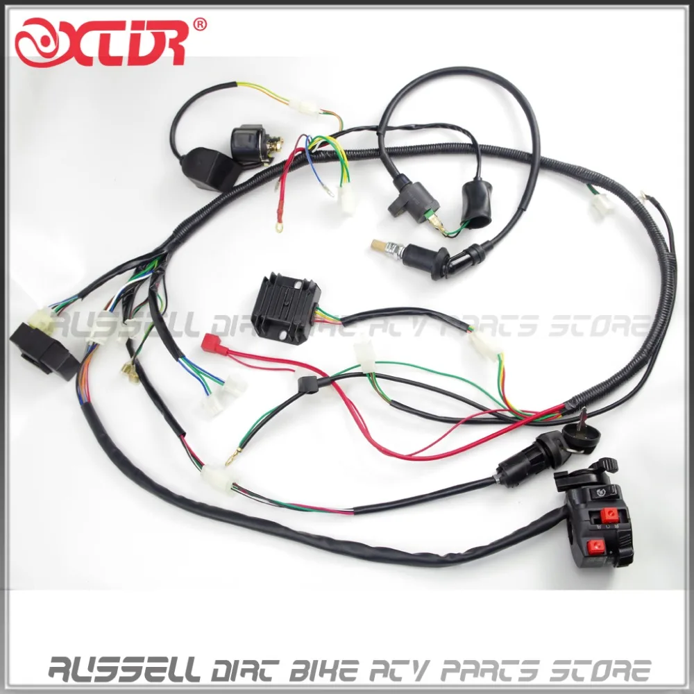 GY6 150cc complete Full wiring Harness Cable Wire ignition Coil CDI Box Unit Rectifier switch spark