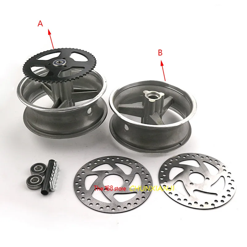 90/65-6.5 front or 110/50-6.5 rear Aluminum Wheel hub,Sprocket,Brake disc Axle bearing fits 49cc Mini Dirt Bike e Scooter Moto