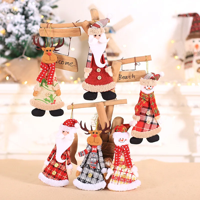 

2019 Christmas Style Christmas Trees Ornaments Mini Wall Door Hanging Decor or Hanging Decor Santa Claus Xmas Cute Kids Gifts