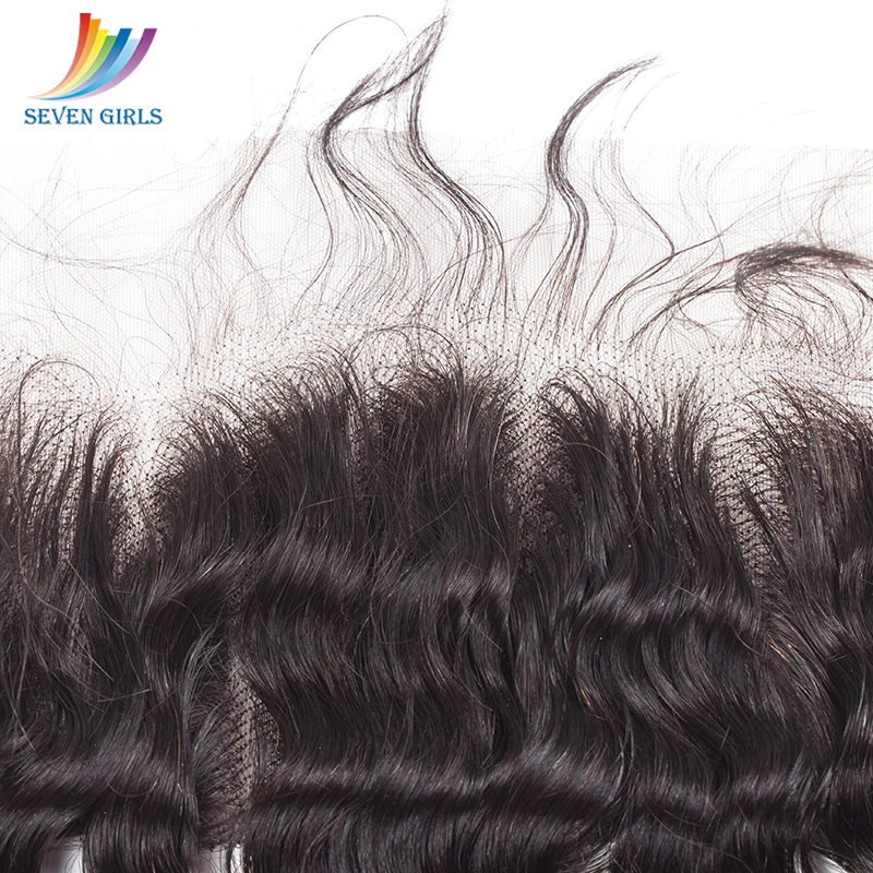 Sevengirls Peruvian Deep Wave Hair 13*4 Lace Frontal Closure With Baby Hair Virgin Human Hair Free/Middle/Three Part Closure