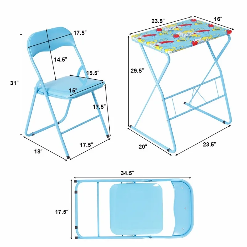المنزل المدرسة الاطفال دراسة الكتابة للطي مجموعة مقاعد الطاولة الأزرق اللوحة الأطفال مجموعات أثاث HW58953