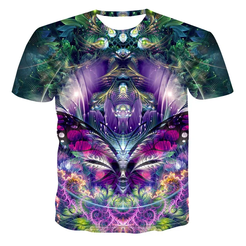 

2019 New Summer Style Mens T-Shirt Colorful Galaxy Space Psychedelic Floral 3D Print Women/Men T Shirt Hip Hop Casual Tees Tops