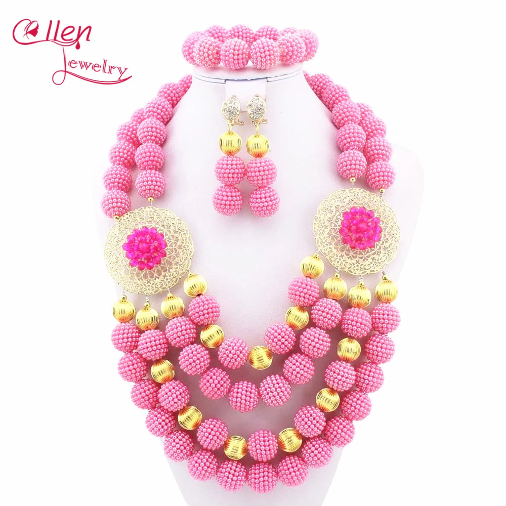 

Nigerian Wedding African Beads Rushed Classic Women Coral Jewelry Sets New Arrived Nigeria Set Necklace Africa Beads W11278