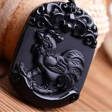 Кристалл пятно народный стиль натуральный настоящий обсидиан с двенадцатью знаками Зодиака Кулон Петух мужчин и женщин