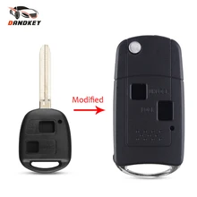 Dandkey 2 Buttons Folding Flid Car Key Shell For Toyota Camry Avalon Corolla Echo Rav4 2002-2005 Fob Uncut Blade Key Shell