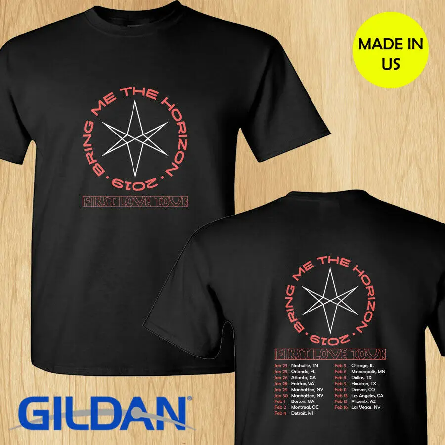Черная футболка Bring Me the Horizon First Love tour concert S-3XL 2019 | Мужская одежда