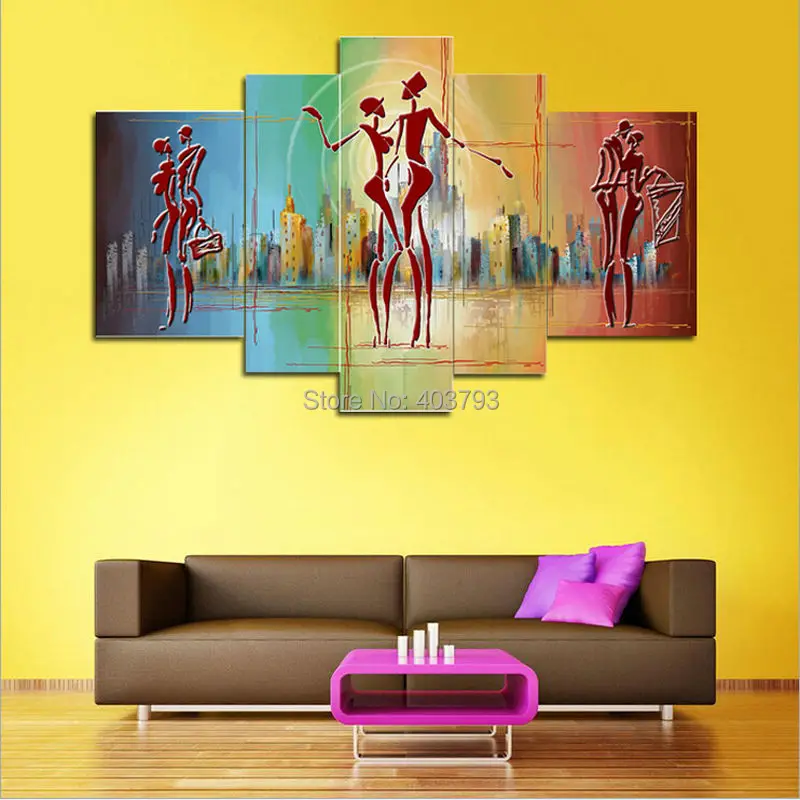 

Contemporary European Human Abstract Composition Landscape Art Modern Oil Painting On Canvas Painting Art Home Decor 5 panels