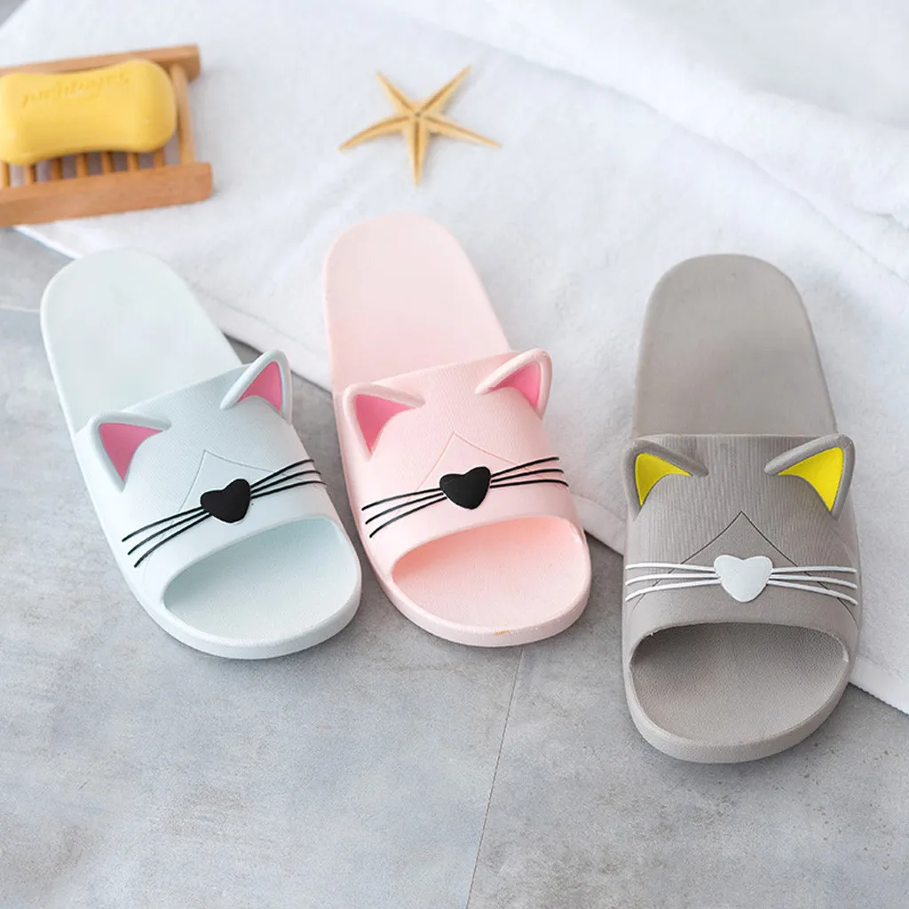 

Cat Cute Beard Pink Blue Couple Slippers House Men&women Home Indoors Slippers Cartoon Cat Floor Family Shoes Beach Sandals