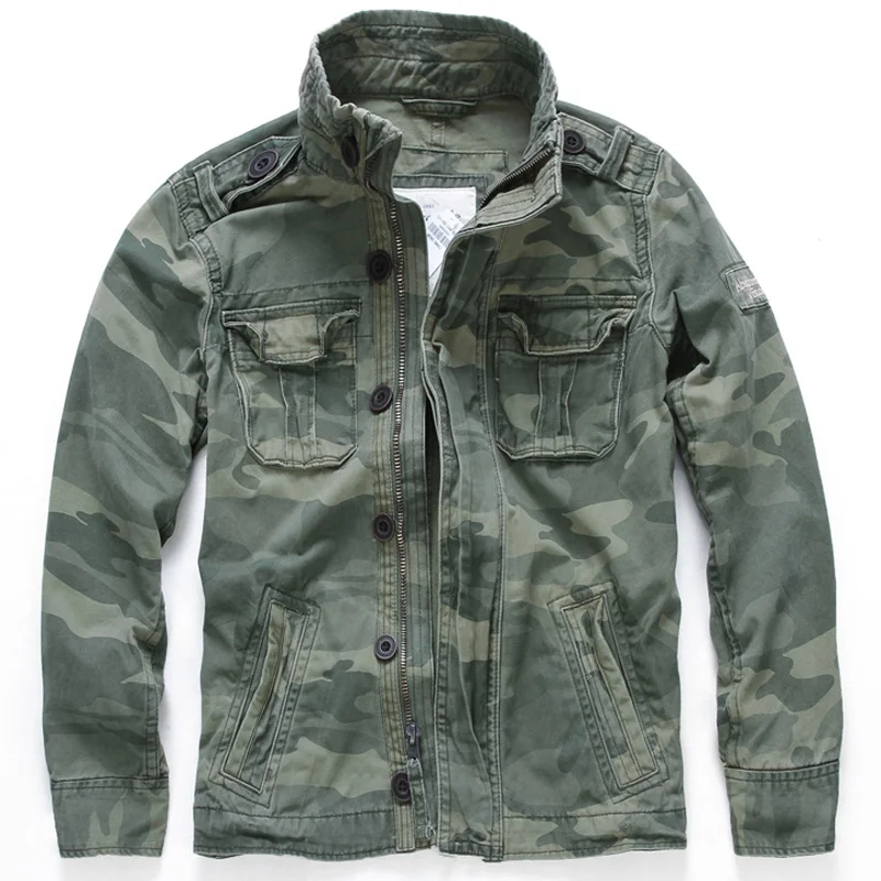 

European Style Retro Mens Army Coat Cotton Camouflage Tooling Jacket and Coats American Fashion Mans Jacket Auto Streetwear B696