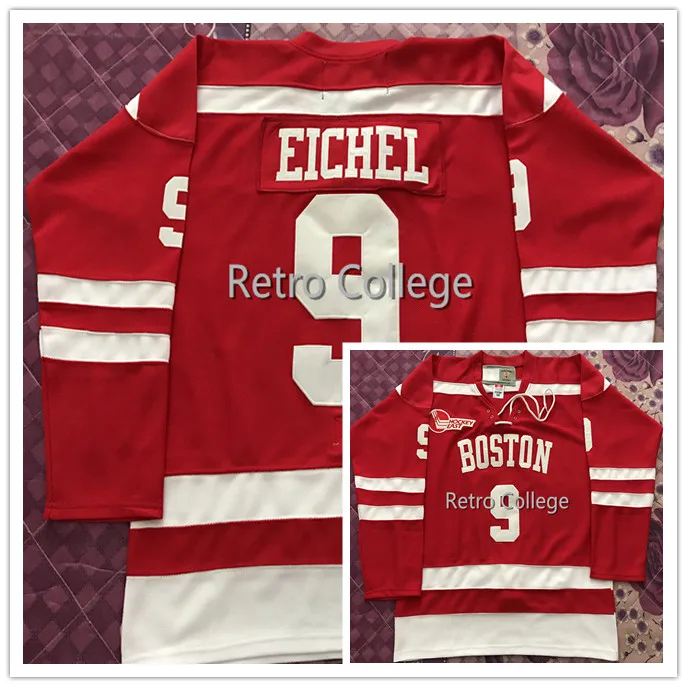 

9 Jack Eichel Wisconsin Badgers Red Retro throwback MEN'S Hockey Jersey Embroidery Stitched Customize any number and name