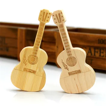 Creative!!! 8GB 16GB 32GB Guitar U disk USB 2.0 Wooden USB flash drive pen drive 8G 16G 32G gift U disk