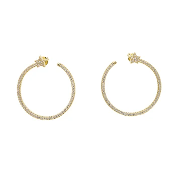 

New 2019 Stud micro pave cz circle Earrings With green Red Stone mix Rainbow CZ gold Stud Earring girl earring women jewelry