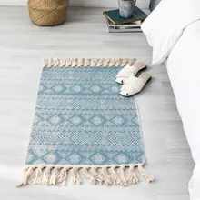 INS килим ковер ручной работы геометрический богемский индийский ковер клетчатый полосатый современный синий белый дизайн в скандинавском стиле богемский коврик tapetes