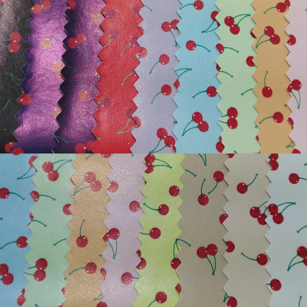 90x134cm Synthetic Leather Faux Leather Fabric Printed Strawberry PU Leather Fabric Sewing