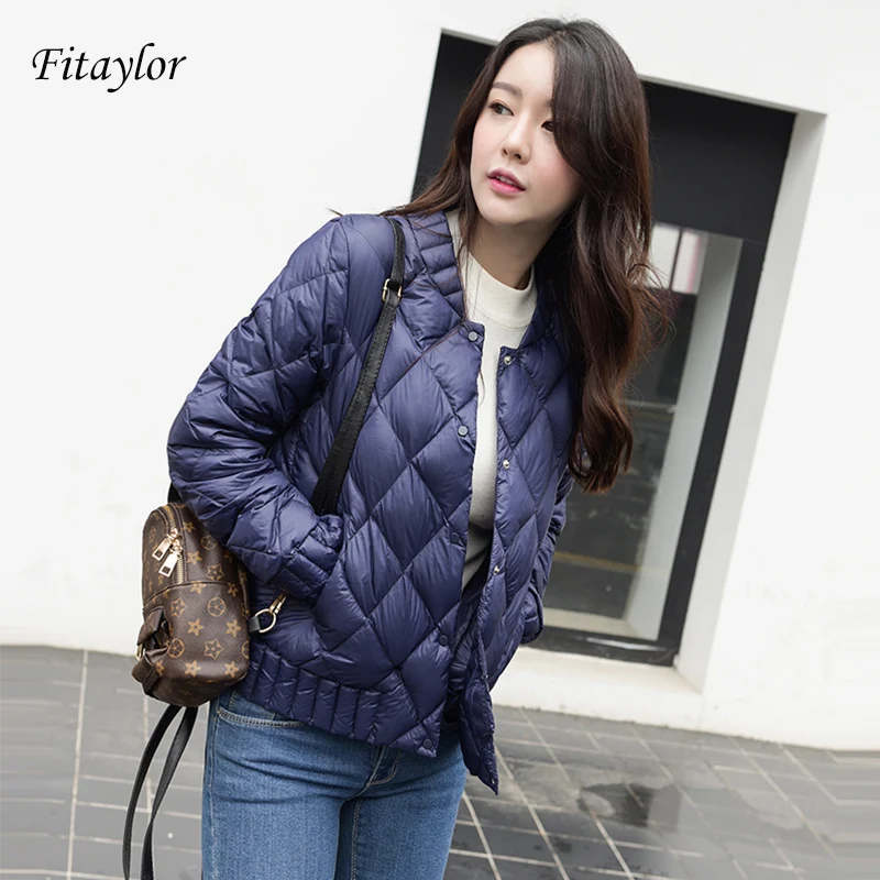 

Fitaylor 2019 New Autumn Winter Women Ultra Light White Duck Down Jacket Plus Size 3XL O Neck Slim Short Warm Down Coats Outwear