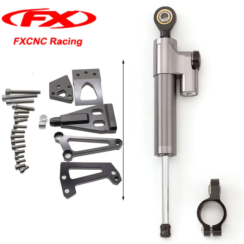Для Кавасаки ЕР-6Н NINJA400 2011 2010 2009 FX с ЧПУ 1 комплект черный мотоцикл демпфер руля + Кронштейны стабилизатора смонтированы комплекты Для Кавасаки ЕР-6Н NINJA400 2011 2010 2009 FX с ЧПУ 1 комплект черный мотоцикл демпфер руля + Кронштейны стабилизатора смонтированы комплекты
