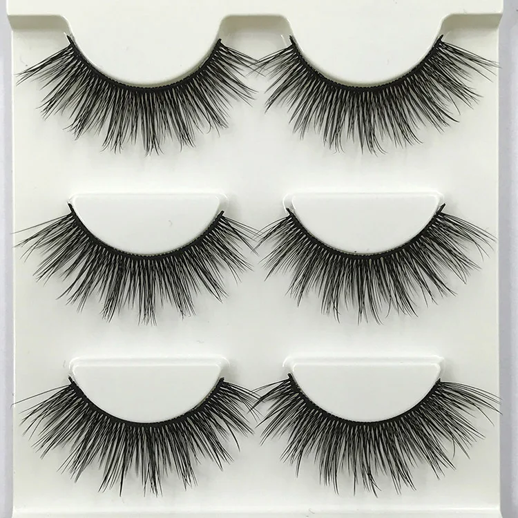 

YOKPN 3 pairs Natural Long Eye Lashes Cross-soft Curl 3D Thick False Eyelashes Handmade Messy Makeup Tools Fake Eyelashes