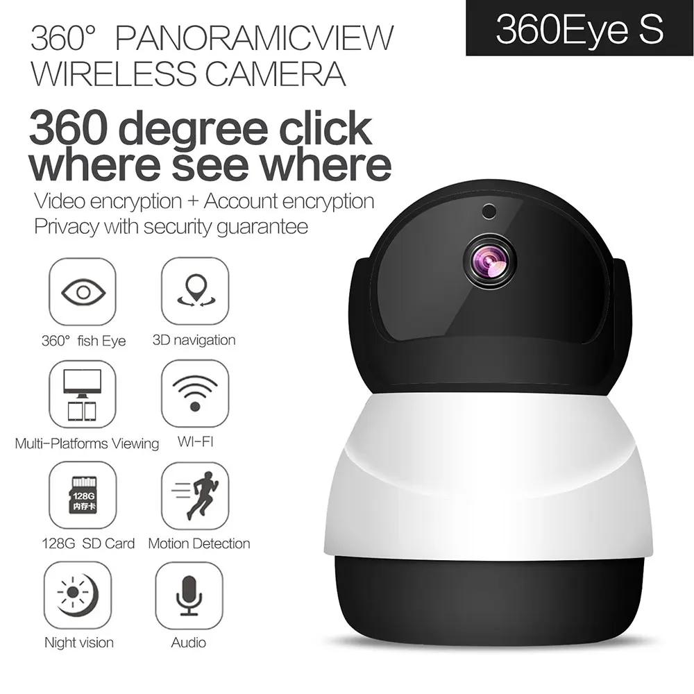 

HD 1080P Wifi Camera 2.0MP VR HD 360 degrees Camera Wireless Camera Infrared night vision Motion Detection Home Security