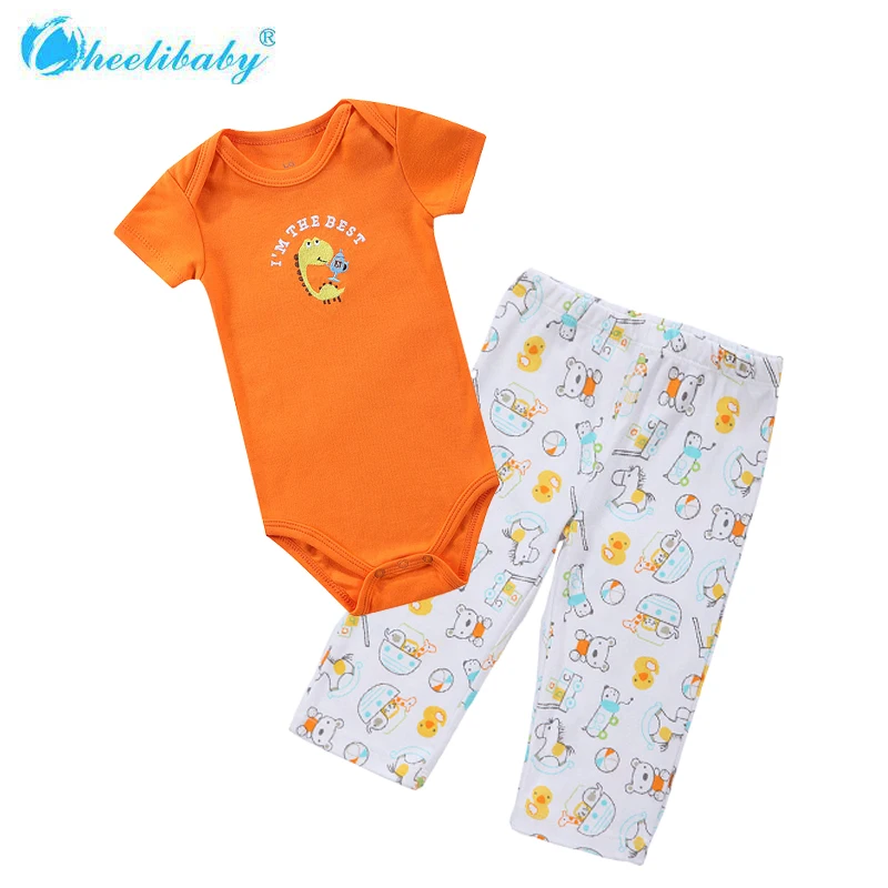 2pcs New New Infant Boy Girls Clothes Sets Character Short Sleeve