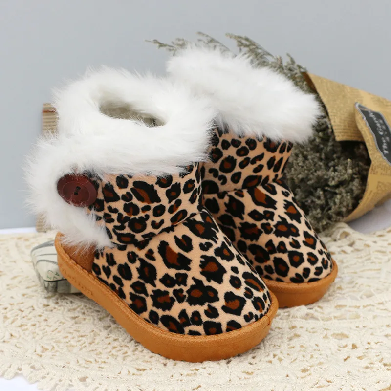 

2019 New Explosion Children's Shoes Boys Girls Winter Boots Super Soft Warm Fur Snow Boots Thickened Leopard Size 22-33