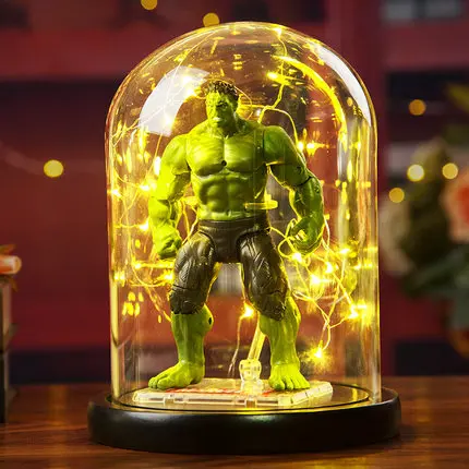 

The Avengers 4 Marvel Heroes The Hulk/Black Panther figure model Action Figure Lighting Room decoration toy baby kids best gift