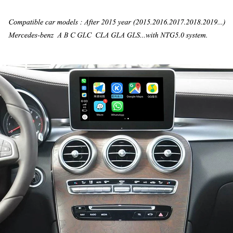 Discount New Car Wire Type Apple CarPlay Video Interface for Mercedes-benz A B C GLC CLA GLA GLS Class Support Waze Map Phone Call 6