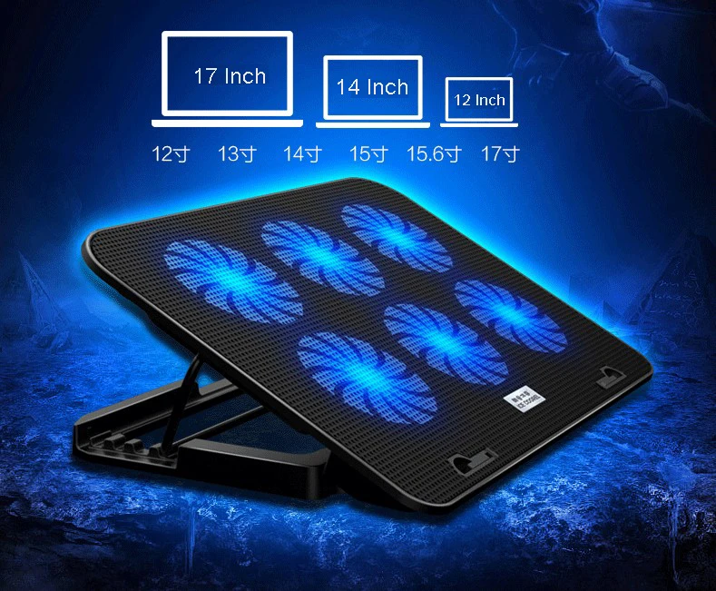 Preise Notebook Stand USB Kühler Kühler Fan Led hintergrundbeleuchtung mit 6 Lüfter Für Laptop Computer Stumm Kühlung Cracket Basis Pad