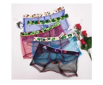 

2019 Sexy Men Underwear Boxers Gay Boxers Shorts Mens Mesh Breathable Transparente Gay jockstrap