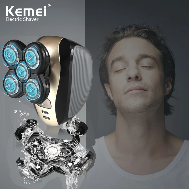 Kemei 5 в 1 KM 1000 электробритва с лезвиями моющиеся электробритвы для бритья