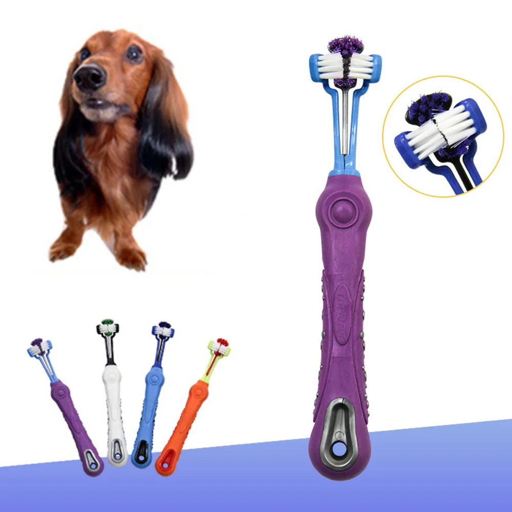 1pc Three Sided Pet Toothbrush Dog Cat Toothbrush Creative Addition Bad