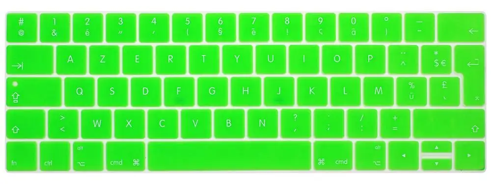 French layout EU Keyboard Cover For macbook touchbar 13"15"A1990 A1989 A1707 A1706 AZERT Laptop Keyboard Protective Film - Цвет: Зеленый