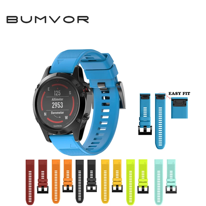 

BUMVOR Watchband Strap for Garmin Fenix 5 Easy Fit Replacement Band for forerunner 935 GPS Watch Silicone Easyfit WristBand
